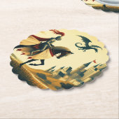 中世の騎士/ドラゴン/城ファンティ ペーパーコースター (アングル)