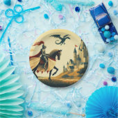 中世の騎士/ドラゴン/城ファンティ ペーパープレート (パーティー)