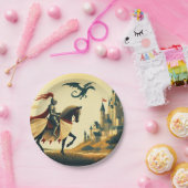 中世の騎士/ドラゴン/城ファンティ ペーパープレート (パーティー)