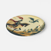 中世の騎士/ドラゴン/城ファンティ ペーパープレート (アングル)