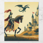 中世の騎士/ドラゴン/城ファンティ ワインラベル (シングルラベル)