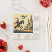 中世の騎士/ドラゴン/城ファンティ 縁ありカクテルナプキン (インサイチュ)