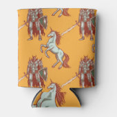 中世の騎士、ユニコーン、ファンタジーのシームレスなパターン 缶クーラー (正面)