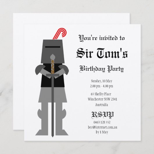 中世の騎士 招待状 (正面/裏面)