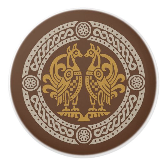 中世の鳥 セラミックノブ (正面)