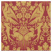 中世の鷹と猟犬のパターン ファブリック (クローズアップ)