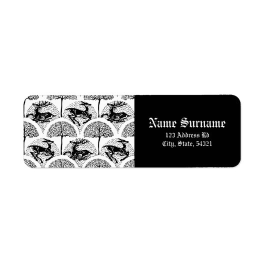 中世の鹿と木、ラベル ラベル (正面)