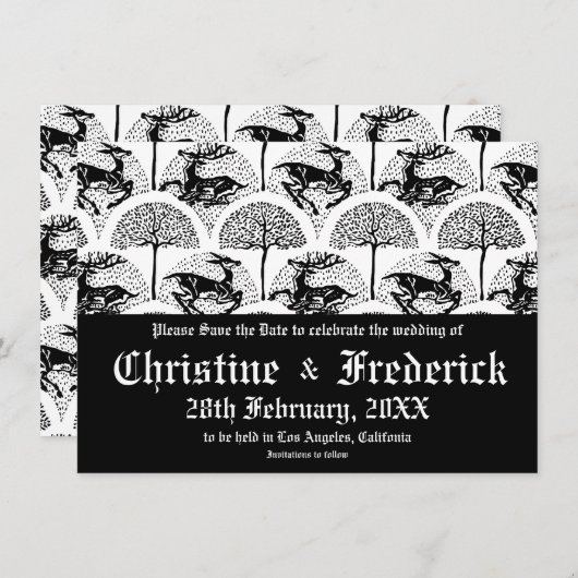 中世の鹿と木、日付を保存 セーブザデート (正面/裏面)