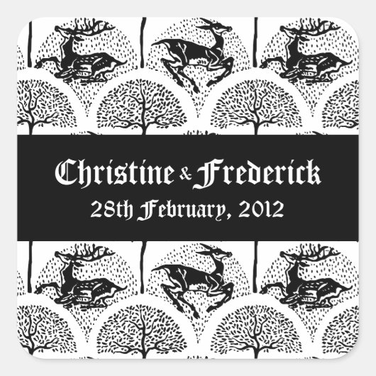 中世の鹿と木、記念品シール スクエアシール (正面)