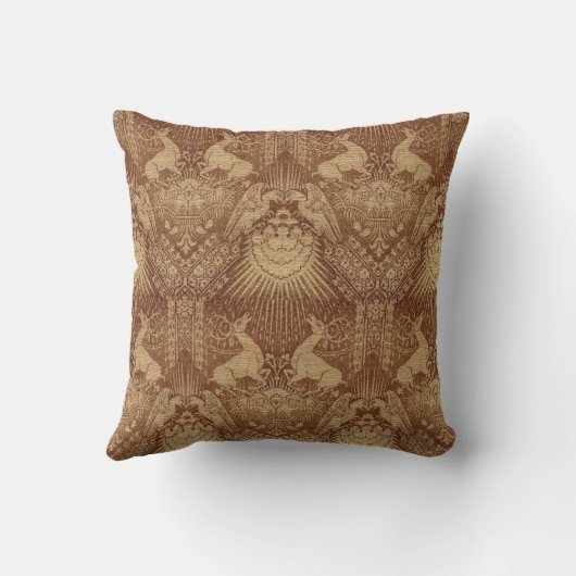 中世の鹿のしずとワシの模様 クッション (裏面)