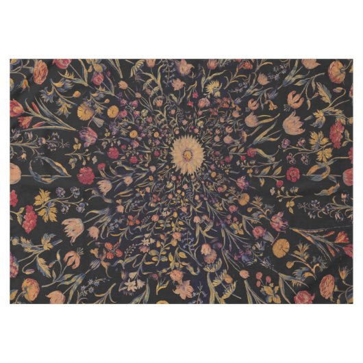 中世の黒の花 テーブルクロス (正面(横))