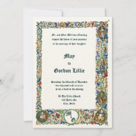 中世の1400年代の照明結婚の 招待状