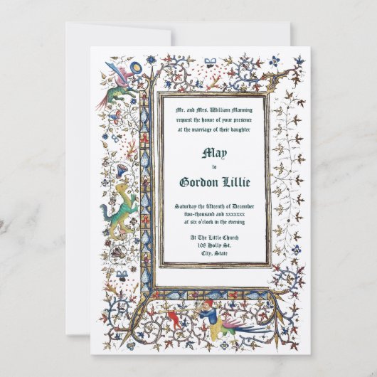 中世の1415年の照明結婚の 招待状 (正面)