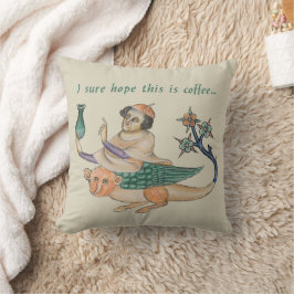 中世の「コーヒーだといいんだけど」装飾用クッション クッション