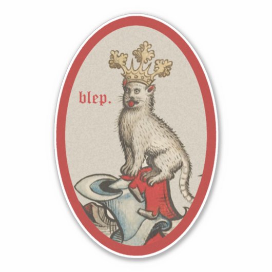 中世の「BLEP」キャットカスタムカットビニールのシール シール (正面)