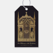 中世をテーマにした誕生日ブラック金ゴールドゴシック騎士 ギフトタグ (正面)