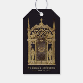 中世をテーマにした誕生日ブラック金ゴールドゴシック騎士 ギフトタグ