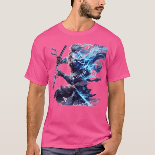 中世アニメの剣闘士が面白い Tシャツ (正面)
