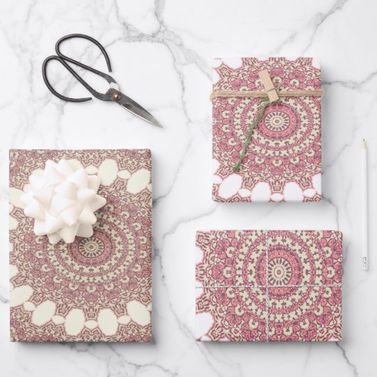 中世アラベスクスタイル対称パターンラップ ラッピングペーパーシート (正面)