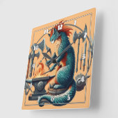 中世アンビルで武器を鍛造 スクエア壁時計 (傾斜)