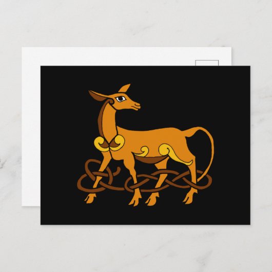 中世アートケルト結び目模様ブラウンディアー ポストカード (正面/裏面)