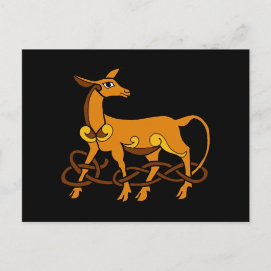 中世アートケルト結び目模様ブラウンディアー ポストカード (正面)