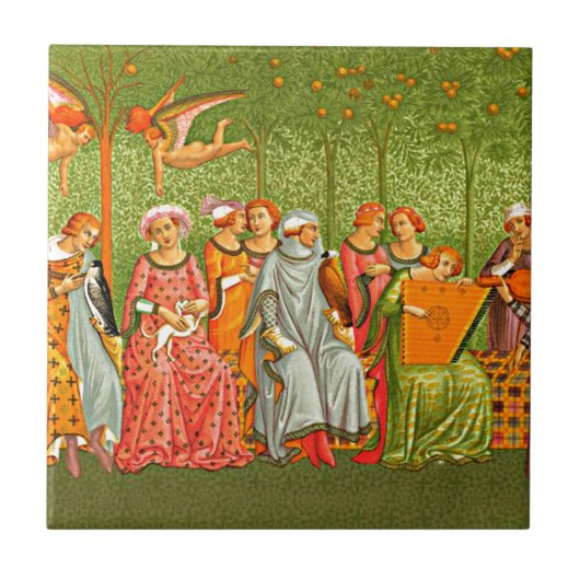 中世アート – Le Songe de la Vie by Orcagna タイル (正面)