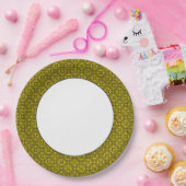 中世イエローブラックリリーロマネスク様式 ペーパープレート (パーティー)