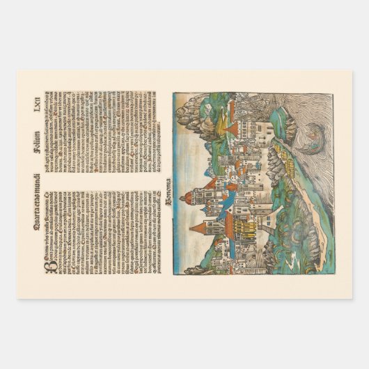 中世イタリアミラノボローニャアクイレイアヴィンテージ ラッピングペーパーシート (正面)