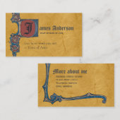 中世イルミネーションブートCC0263あなたのイニシャルを追加 名刺 (正面/裏面)