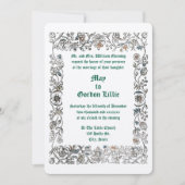 中世ウッドブロックスタイル縁どフローラ結婚ズ 招待状 (正面)