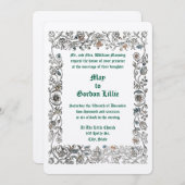 中世ウッドブロックスタイル縁どフローラ結婚ズ 招待状 (正面/裏面)