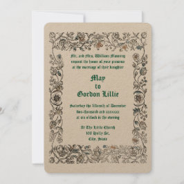 中世ウッドブロックスタイル縁どフローラ結婚ズ 招待状