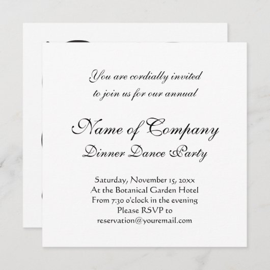 中世エレガントの緑の文字（モノグラム付き） 招待状 (正面/裏面)