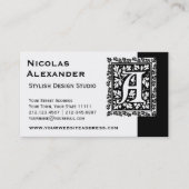 中世エレガント文字Aアンティークモノグラム 名刺 (正面)