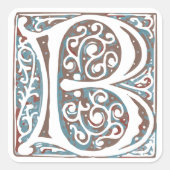 中世エレガント文字Bアンティークモノグラム スクエアシール (正面)