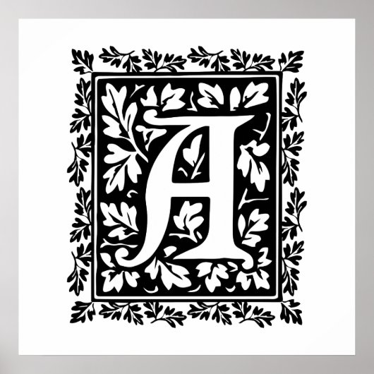 中世エレガント照明写本A字 ポスター (正面)