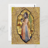 中世エンジェルハープ金ゴールドルネッサンスファインアート ポストカード (正面/裏面)