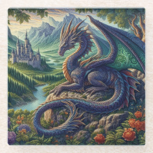 中世カラフルドラゴン城 ガラスコースター