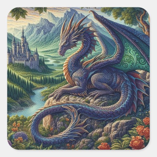 中世カラフルドラゴン城 スクエアシール (正面)