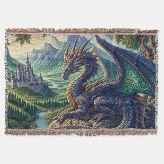 中世カラフルドラゴン城 スローブランケット (正面)