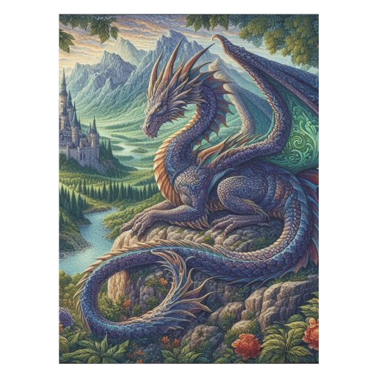 中世カラフルドラゴン城 テーブルクロス (正面)