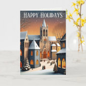 中世クリスマスビレッジシーン カード (黄色い花)