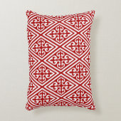 中世クロスダマスク – 深い 赤と白 アクセントクッション (正面(垂直))
