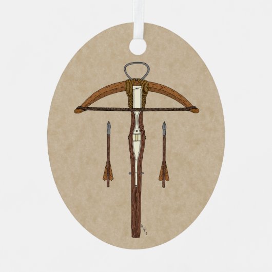 中世クロスボウ（ボルト付） メタルオーナメント (正面)