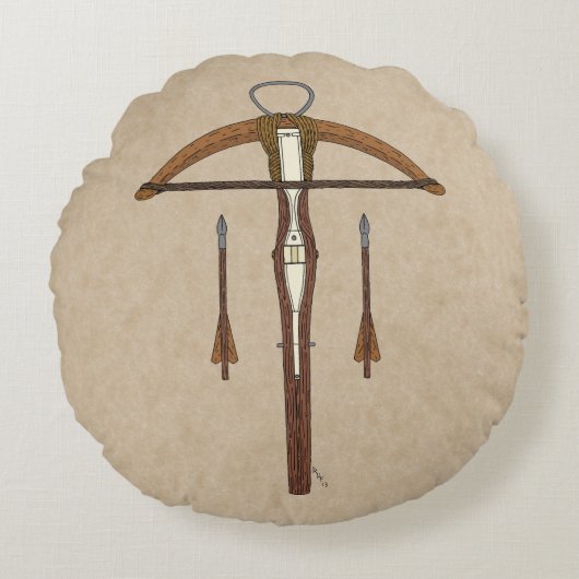 中世クロスボウ(ボルト付) ラウンドクッション (正面)