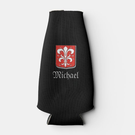 中世クールの黒と赤の騎士シールド ボトルクーラー (正面)