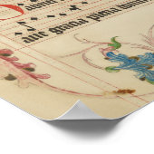 中世グレゴリオ聖書写本シート音楽 ポスター (角)