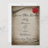 中世グレー・スクロール・ワックスシール付きSave The Date セーブザデート (正面)