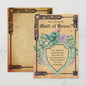 中世ケルトの花、あなたは私の花嫁付添人になってくれる? 招待状 (正面/裏面)